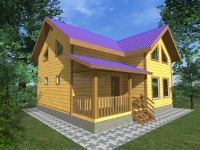 Каркасный дом 8х9 | Полутороэтажные деревянные дома и коттеджи с террасой 8х9