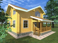 Дом из бруса 8х9 | Полутороэтажные деревянные дома с террасой 8х9